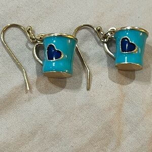 Blue Heart Mug Earrings